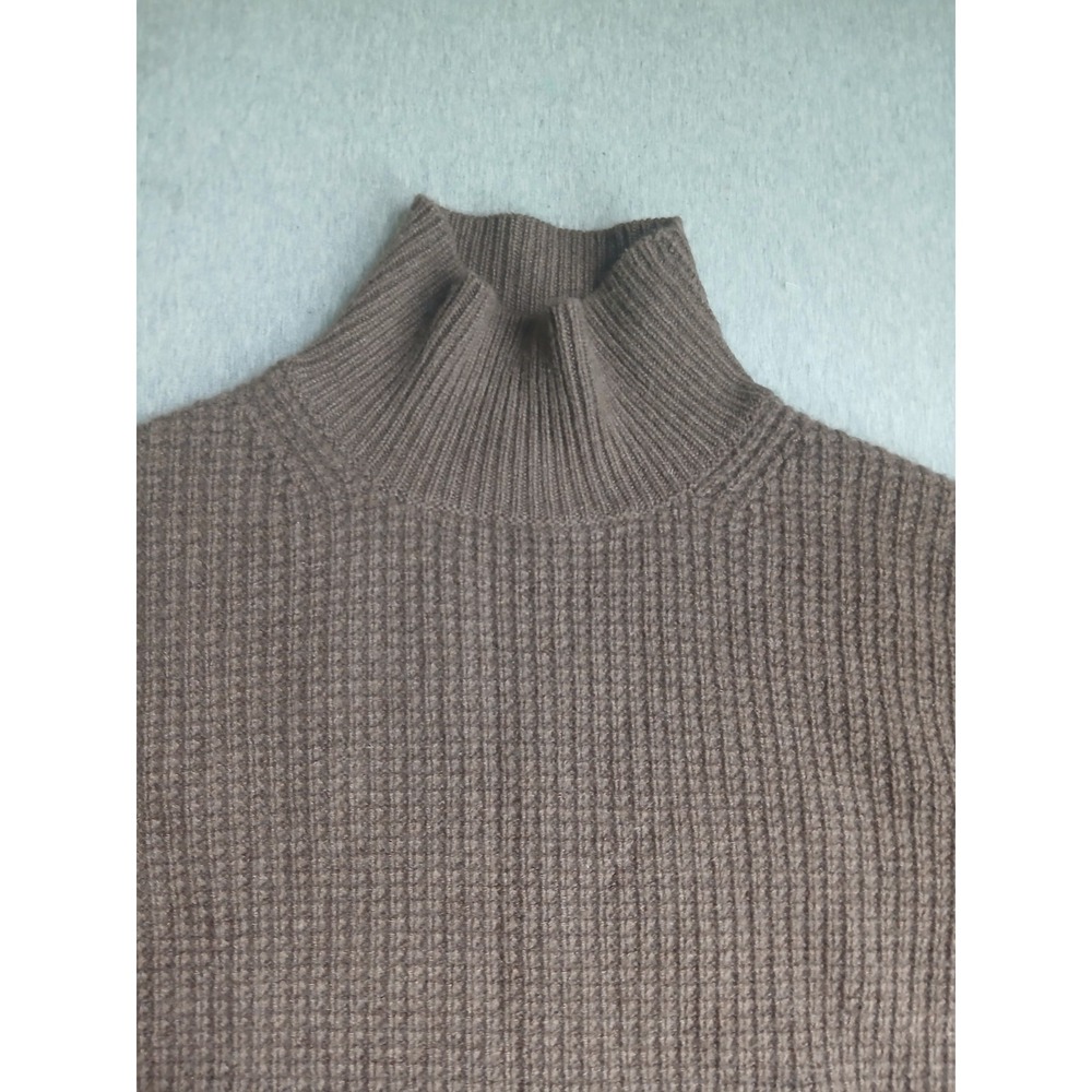 White Warren Cashmere Sweater Medium Waffle Knit Pullover Turtleneck Cozy Luxury - Picture 3 of 13